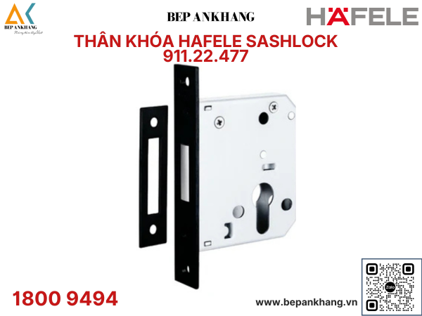 Thân khóa chốt chết Hafele - Màu đen - 911.22.477